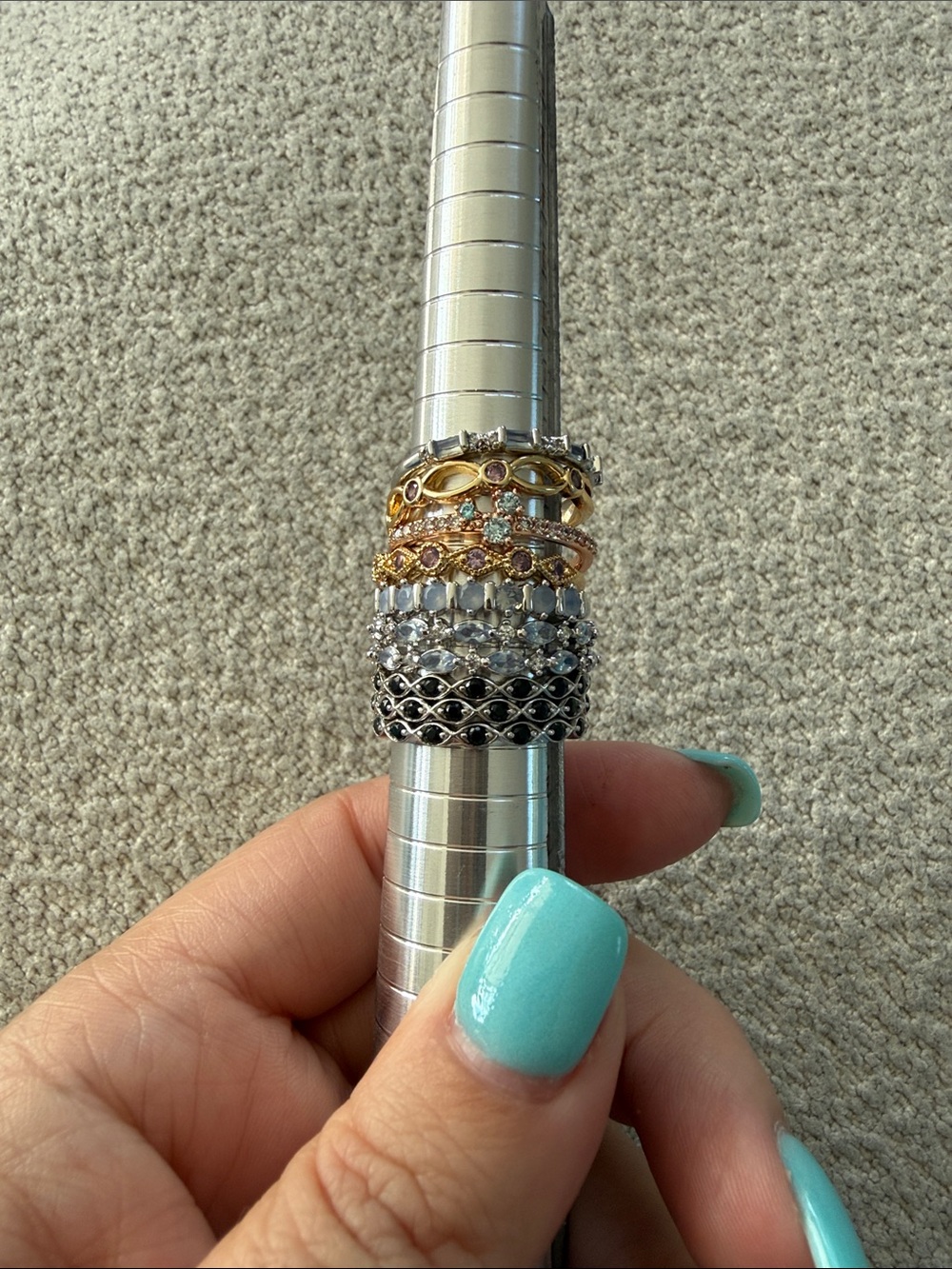 Stack of Mixed Bomb Party Delicate Rings - size 7